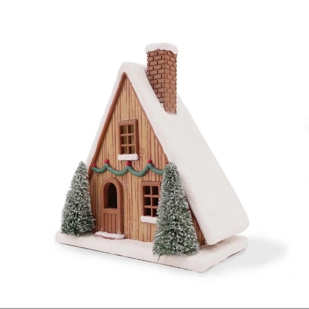 Target Bullseye LED Lit A-Frame Cabin House Winter Village Set Piece NEW